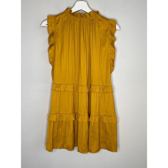 By Anthropologie Tiered Ruffle Trim Sleeveless Blouse Yellow Women's Size XL - Picture 9 of 9